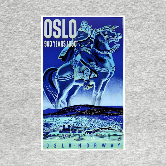 Vintage Travel Poster Oslo Norway 900 Years 1950 by vintagetreasure